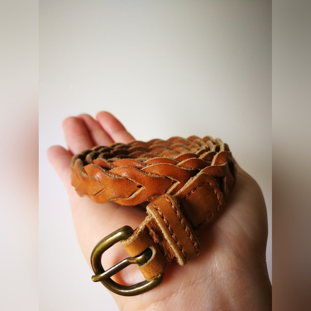 Braided Tan Leather Belt